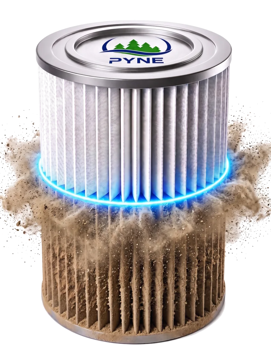 Pyne self-cleaning filter element